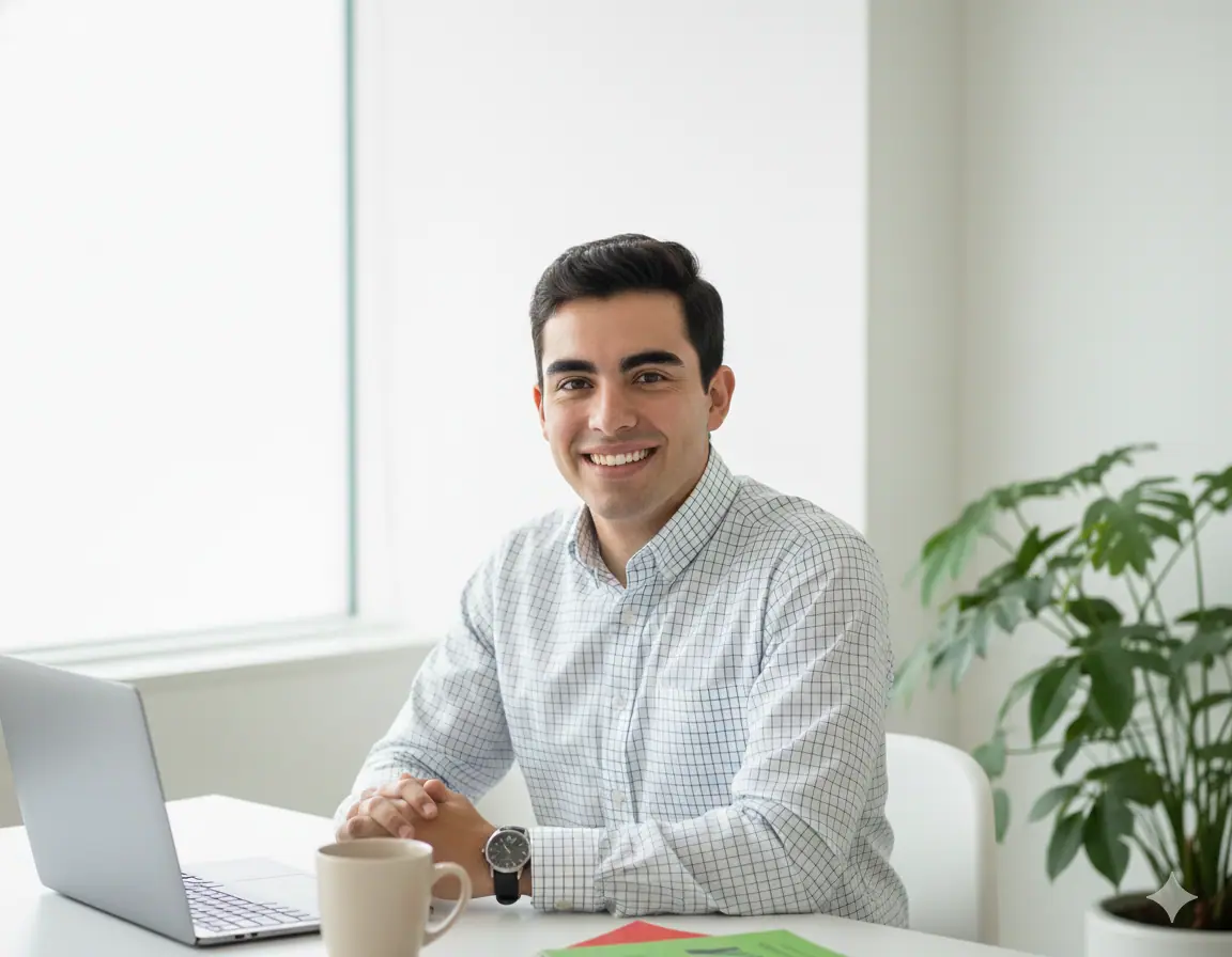 Colaborador en oficina con camisa ejecutiva Airman de micro cuadro