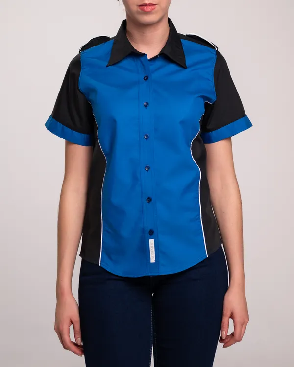Camisa combinada Escudería azul rey con negro